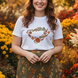 Herfstbloemen met herfstbladeren t-shirt