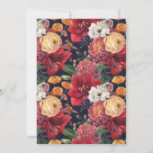 Herfstbloemen met rode amaryllis bruiloft kaart (Achterkant)