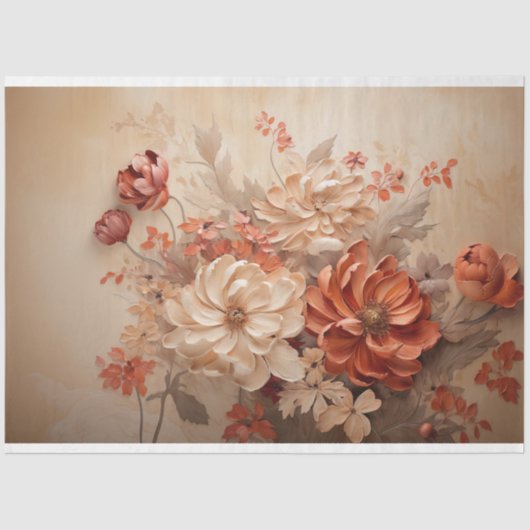 Herfstbloemen, Mixed Media Bloemen Tissuepapier (Voorkant)