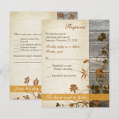 Herfstbloemen, nep-hout & perkament RSVP-kaart Kaart (Voorkant / Achterkant)