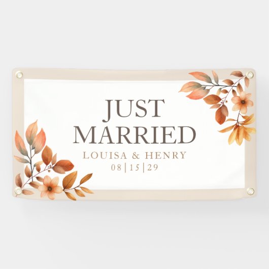 Herfstbloemen net getrouwd met autospandoek spandoek (Horizontaal)