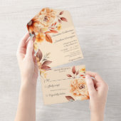 Herfstbloemen op Beige All In One Uitnodiging (Afscheurbaar)