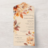 Herfstbloemen op Beige All In One Uitnodiging (Binnen)