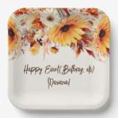 Herfstbloemen op beige feestje papieren bordje (Voorkant)