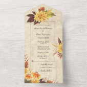 Herfstbloemen op  papier all in one uitnodiging (Binnen)