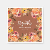 Herfstbloemen op Terracotta Bruidsfeest Servet (Voorkant)