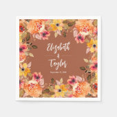 Herfstbloemen op Terracotta Bruiloftsfeestje Servet (Voorkant)