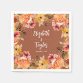 Herfstbloemen op Terracotta Trouw Bruiloftsfeest Servet (Voorkant)