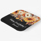 Herfstbloemen op Zwart Feest Papieren Bordje (Gebogen)