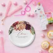 Herfstbloemen Oranje en Bourgondiërood Juichen Papieren Bordje (Feest)