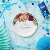 Herfstbloemen Oranje en Burgundyrood Juichen Papieren Bordje (Feest)