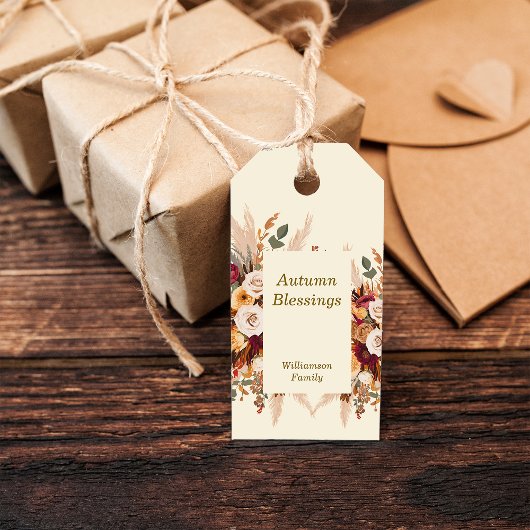Herfstbloemen personaliseren cadeaulabel
