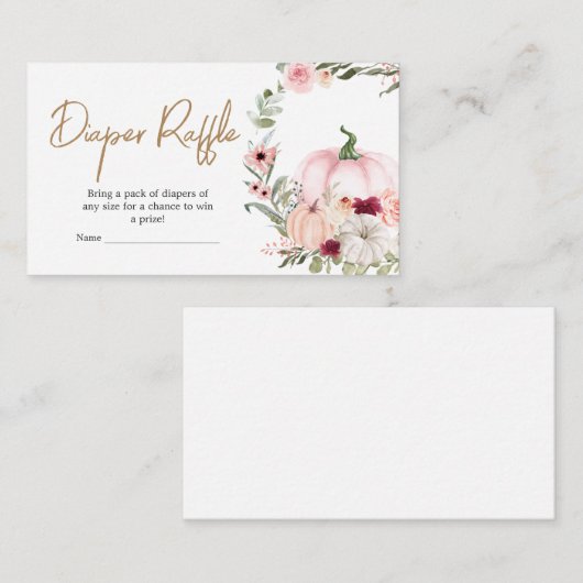 Herfstbloemen Pompoen Baby shower Luier Raffle Informatiekaartje (Voorkant / Achterkant)