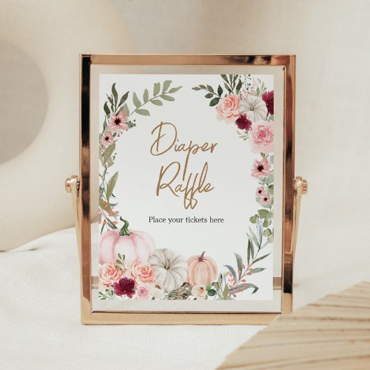 Herfstbloemen Pompoen Baby shower Luier Raffle Poster