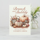 Herfstbloemen Pompoen Brunch en Bruisende Bruiloft Kaart (Staand voorkant)