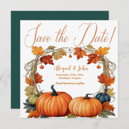 Herfstbloemen / pompoenen Sla de datumbekendmaking Save The Date