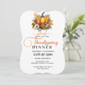 Herfstbloemen & pompoenen Thanksgiving Diner Kaart (Staand voorkant)