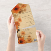 Herfstbloemen QR-code All In One Uitnodiging (Afscheurbaar)