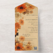 Herfstbloemen QR-code All In One Uitnodiging (Binnen)