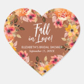 Herfstbloemen Terracotta Bruidscadeau Hart Sticker (Voorkant)