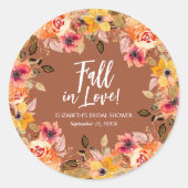 Herfstbloemen Terracotta Bruidsfeest Ronde Sticker (Voorkant)