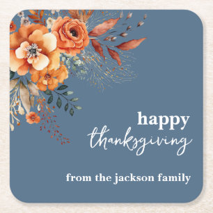 Herfstbloemen Thanksgiving elegant Kartonnen Onderzetters