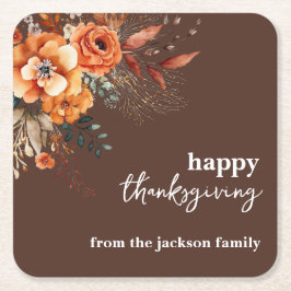 Herfstbloemen Thanksgiving elegant Kartonnen Onderzetters