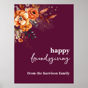 Herfstbloemen thanksgiving elegante bordeauxrood poster