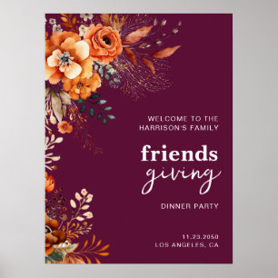 Herfstbloemen thanksgiving elegante bordeauxrood poster