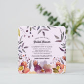 Herfstbloemen Waterverf Plum Vrijgezellenfeest Kaart (Staand voorkant)