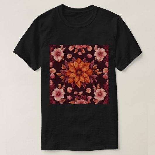 Herfstbloemen zwart T-shirt (Design voorkant)