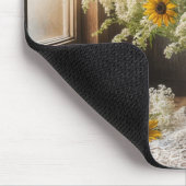 Herfstbloemenboeket op kant muismat (Hoek)