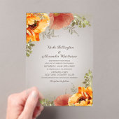 Herfstbloemenbrand Sinaasappel rustieke bruiloft Acryl Uitnodigingen (Insitu (Draagbaar))
