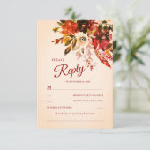 Herfstbloemenlinnen Waterverf RSVP Kaartje (Staand voorkant)