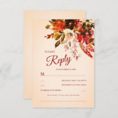 Herfstbloemenlinnen Waterverf RSVP Kaartje (Voorkant / Achterkant)