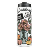 Herfstbloemenmarkt en pompoen thermosbeker (Voorkant)
