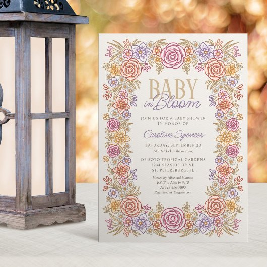 Herfstbloemenneutraal Baby shower Kaart