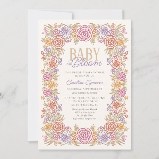 Herfstbloemenneutraal Baby shower Kaart (Voorkant)