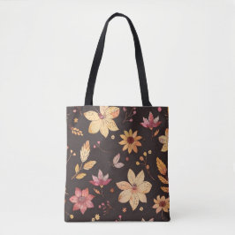 Herfstbloemenpatroon Canvas tas