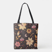 Herfstbloemenpatroon Canvas tas (Achterkant)