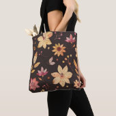Herfstbloemenpatroon Canvas tas (Dichtbij)