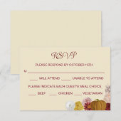 Herfstbloemenpompoen RSVP-kaart Save The Date (Voorkant / Achterkant)