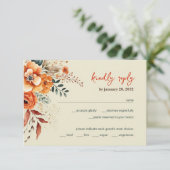 Herfstbloemige elegante trouwdag RSVP kaartje (Staand voorkant)