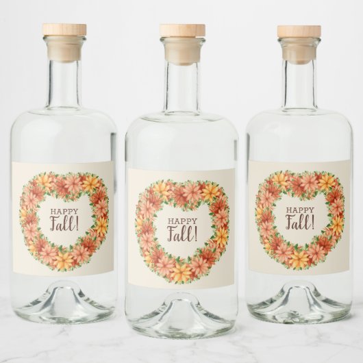 Herfstbloemstuk Likeurfles Etiket (Flessen)