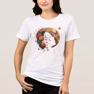 Herfstbloesem Esthetische Fijne Kunst Halve maan Tri-Blend Shirt