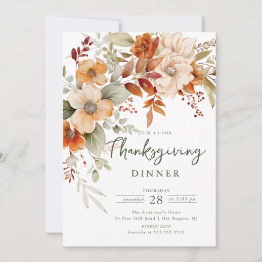 Herfstbloesem Thanksgiving Kaart (Voorkant)