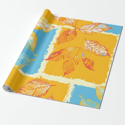 Herfstblokbladeren Cadeaupapier (Uitgerold)