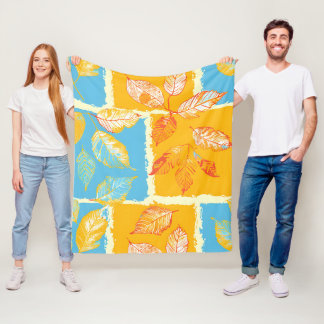 Herfstblokbladeren Fleece Deken