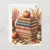 Herfstboeken en pompoenen briefkaart (Voorkant / Achterkant)