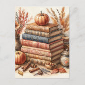Herfstboeken en pompoenen briefkaart (Voorkant)